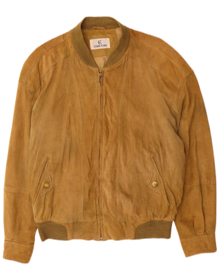 Cerruti 1881 Blouson Bomber En Daim Pour Homme IT 50 Large Marron
