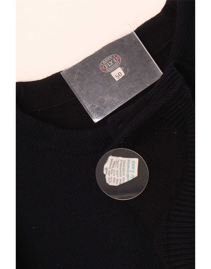 Fly 3 Pull col boutonné pour homme IT 50 Laine bleu marine moyen