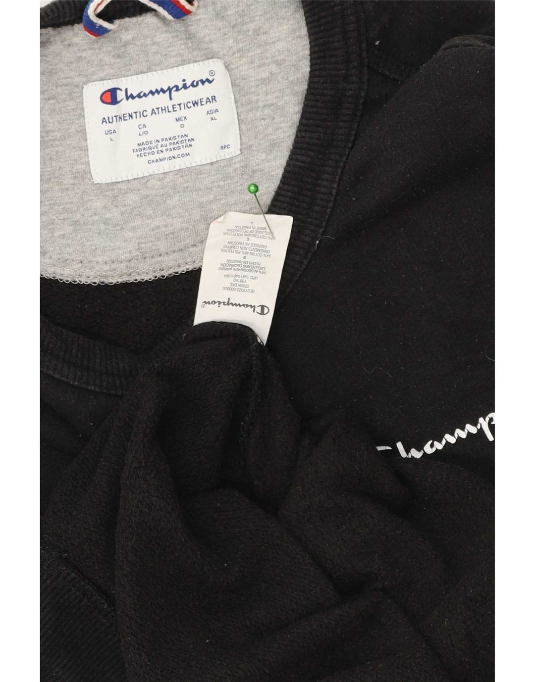 Champion Sweat-shirt pour homme en coton noir Taille L