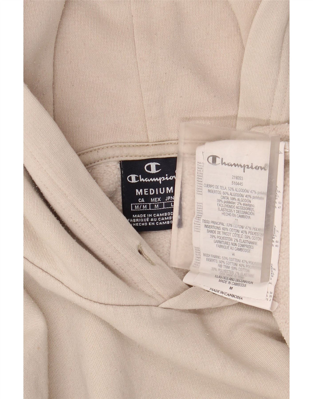 Champion Pull à Capuche Graphique Homme Beige Moyen Coton