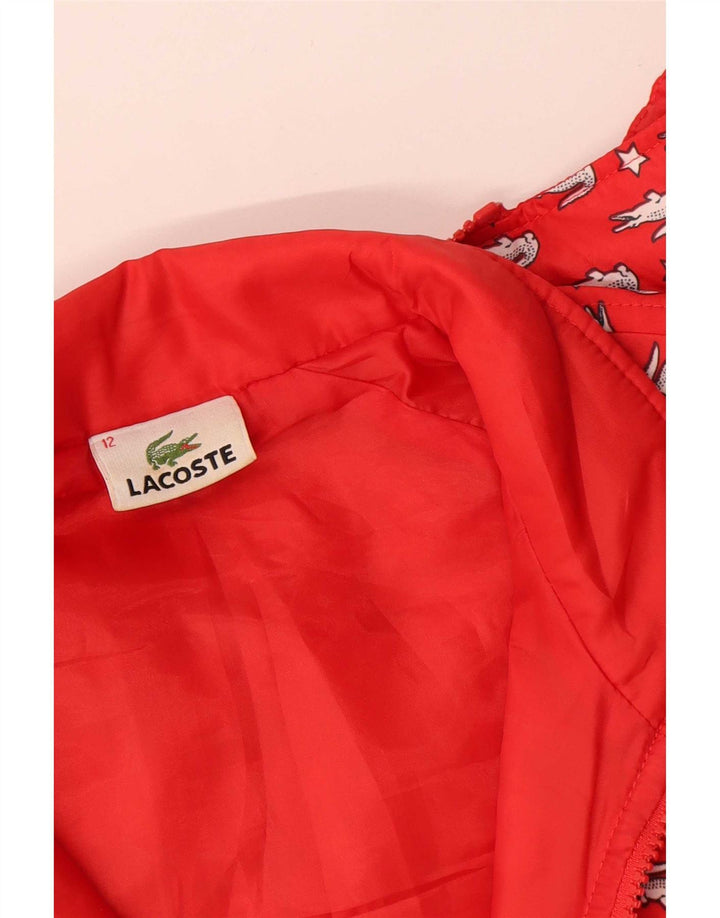 Lacoste Veste coupe-vent à capuche graphique pour fille 11-12 ans Rouge Polyester
