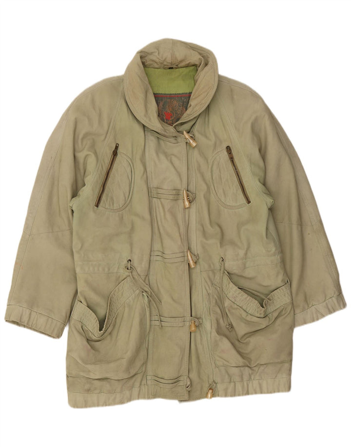 manteau en cuir surdimensionné femme vintage EU 44 XL Cuir vert