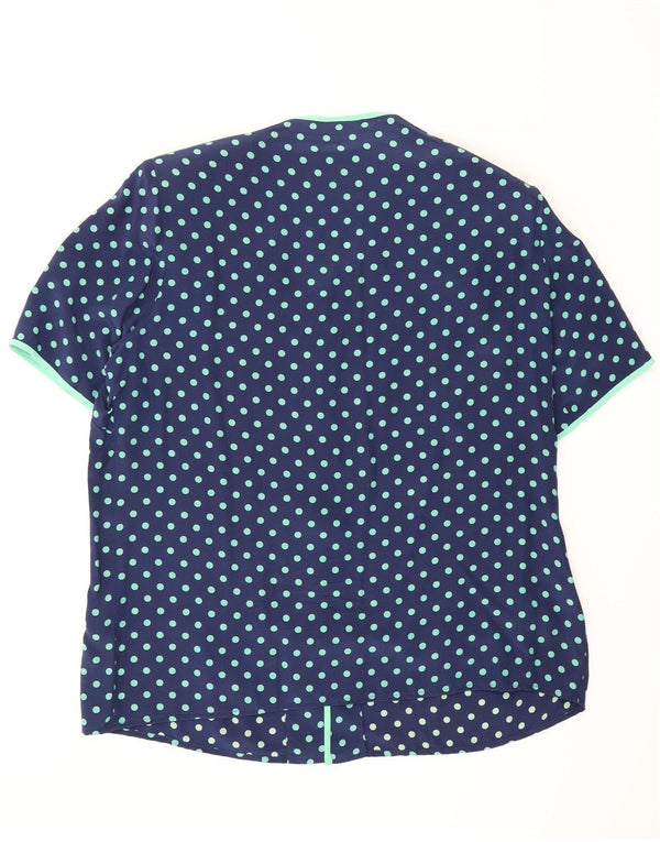 Nixmar Chemisier à manches courtes pour femme UK 19 XL Bleu marine à pois en soie