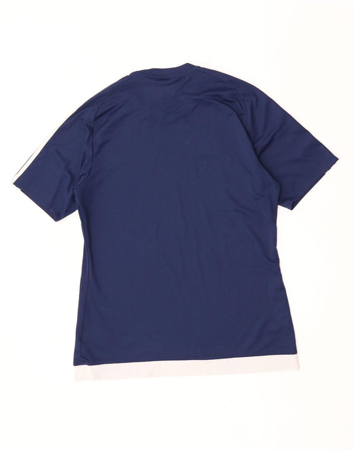 Adidas Hommes Climalite T-Shirt Top Bleu Marine Colorblock Polyester