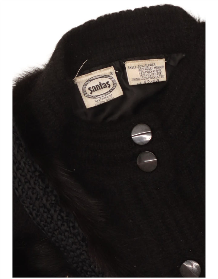 VINTAGE Femmes Motif Abstrait Cardigan Pull EU 42/44 Grand Noir