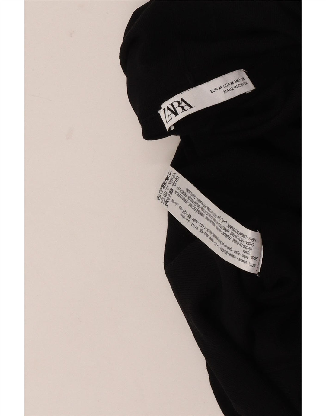 Zara Femmes Crop Débardeur UK 12 Moyen Noir Viscose