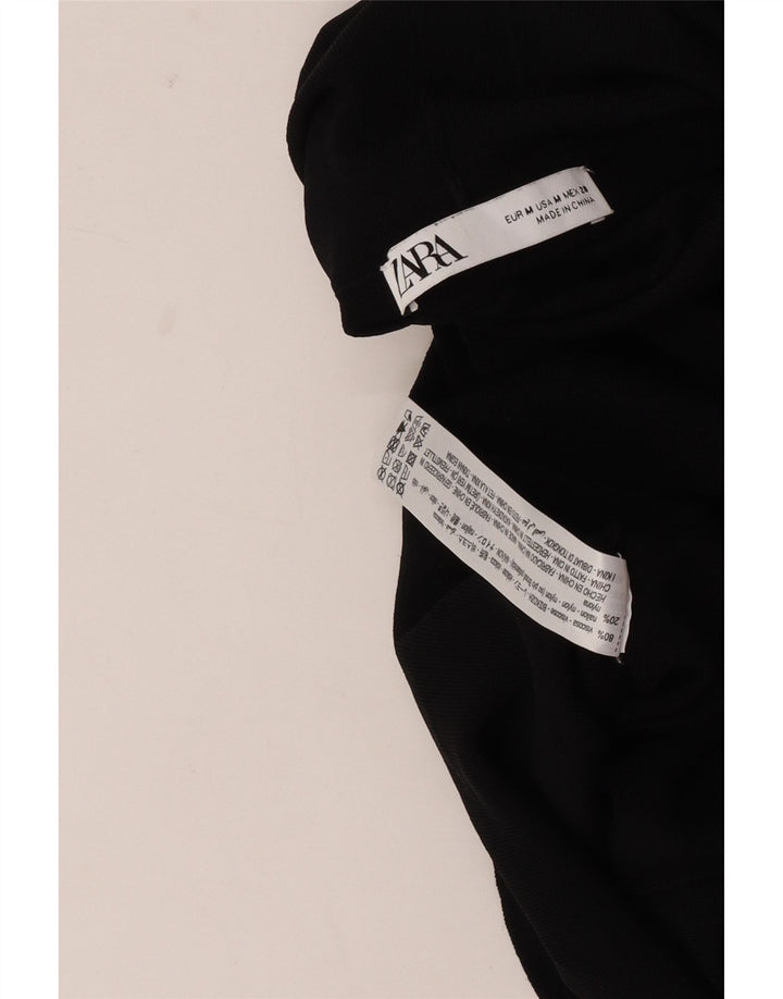 Zara Femmes Crop Débardeur UK 12 Moyen Noir Viscose