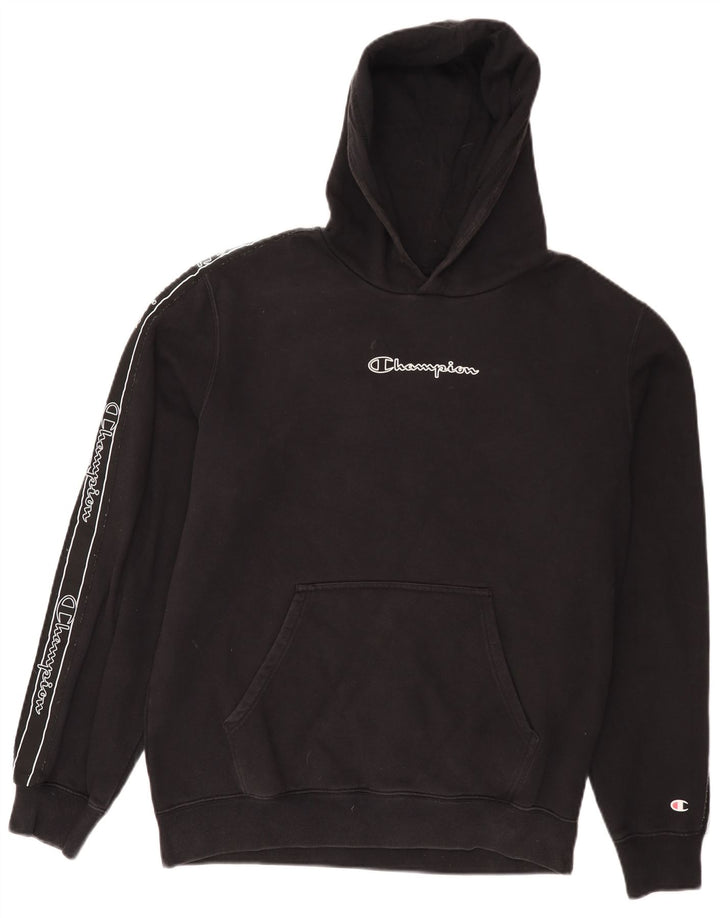CHAMPION Pull à capuche graphique pour hommes, grand coton noir