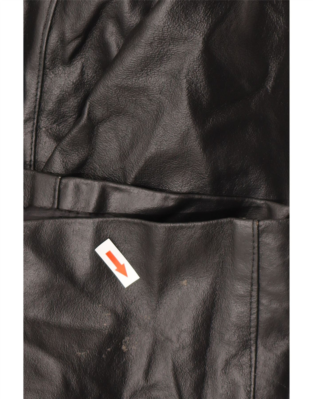 VINTAGE Manteau en Cuir Femme IT 48 XL Cuir Noir