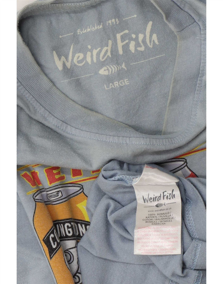 Weird Fish T-Shirt graphique pour hommes, grand coton bleu