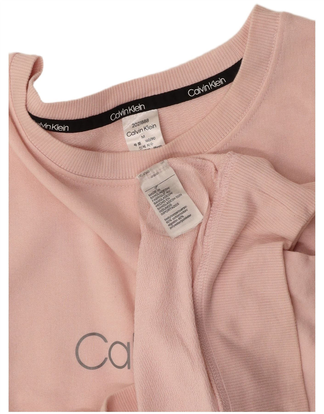 CALVIN KLEIN Sweat-shirt graphique pour femme UK 14 Coton rose moyen