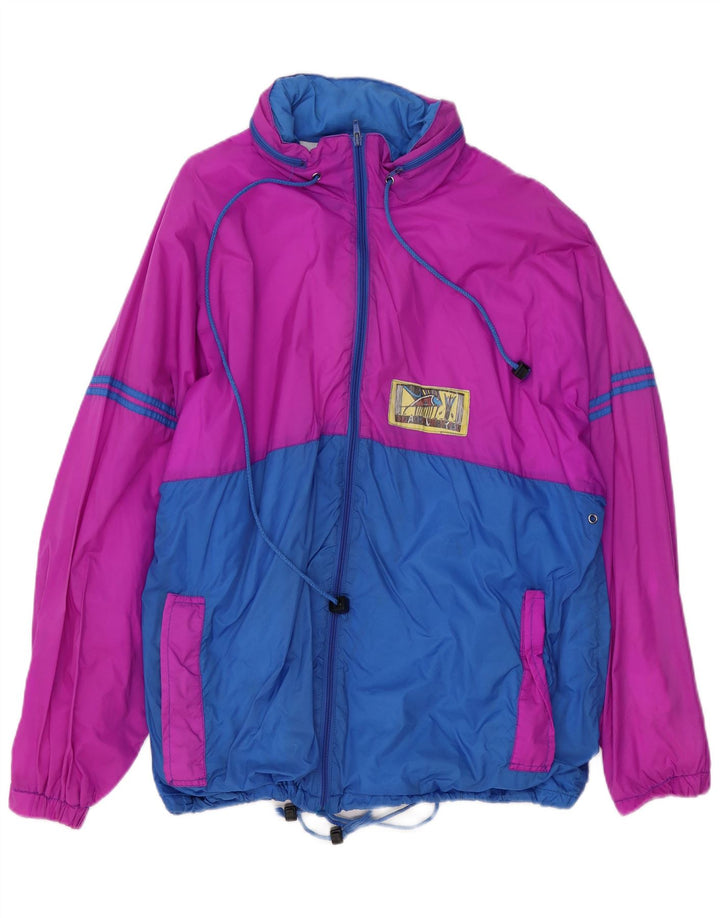 Marcel Clair Veste de pluie à capuche pour homme UK 40 Large Violet Colourblock