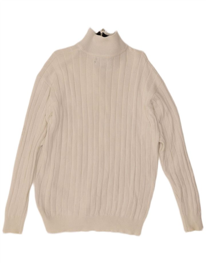 Tommy Hilfiger Pull à col zippé pour homme Grand coton blanc