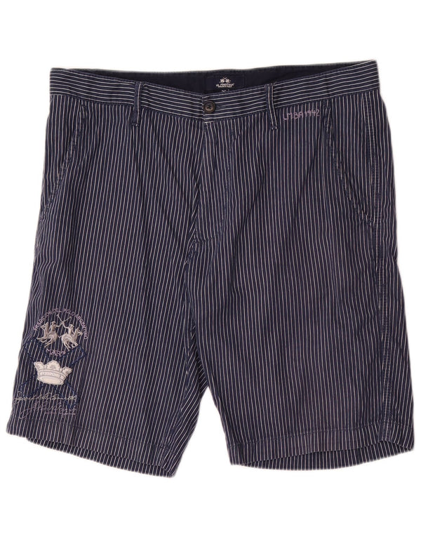 La Martina Short Chino Homme W36 Grand Coton Bleu Marine à Rayures