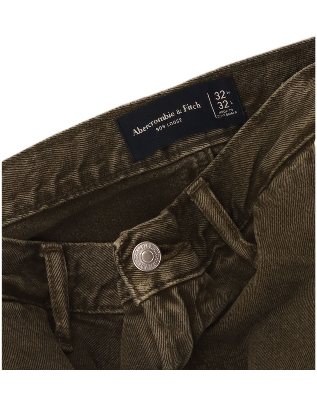 ABERCROMBIE & FITCH Pantalon cargo coupe ample pour homme W32 L32 Kaki années 90