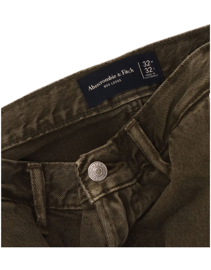 ABERCROMBIE & FITCH Pantalon cargo coupe ample pour homme W32 L32 Kaki années 90
