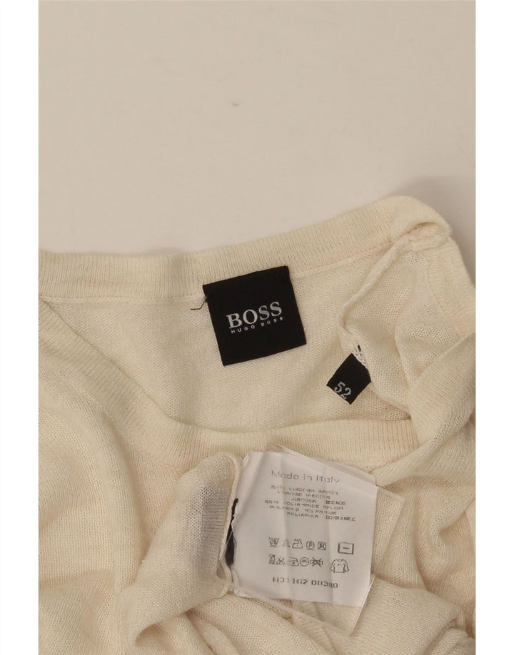 HUGO BOSS Homme T-Shirt Top IT 52 Large Beige Viscose