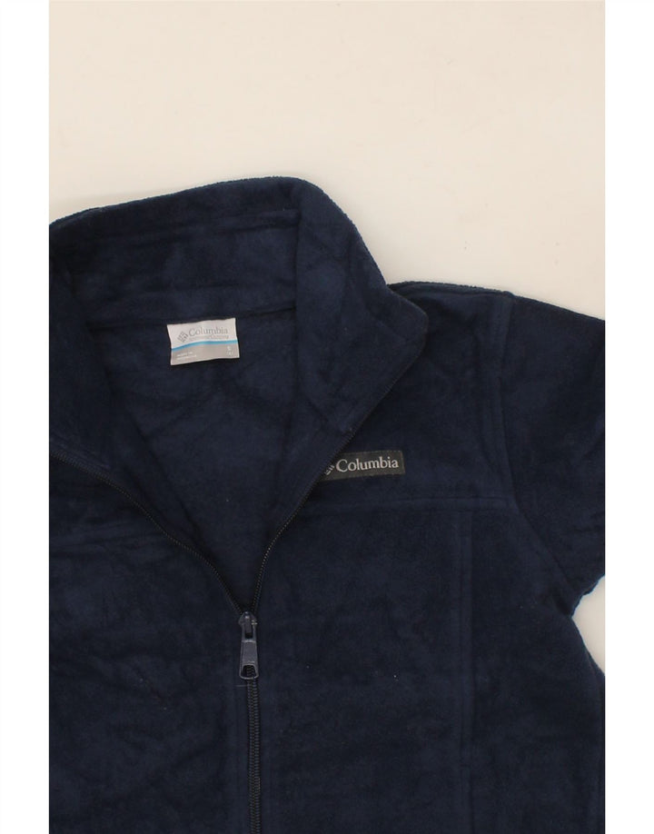 COLUMBIA Boys Fleece Jacket 7-8 Years Small Navy Blue Polyester Vintage Columbia and Second-Hand Columbia from Messina Hembry 