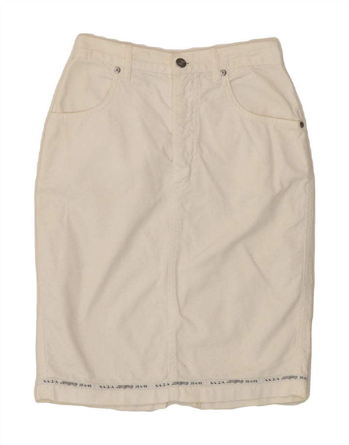 KRIZIA Womens Denim Skirt IT 40 Small W25  White Cotton Vintage Krizia and Second-Hand Krizia from Messina Hembry 