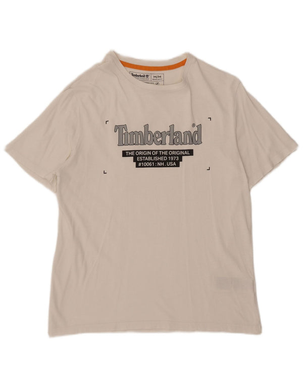 Timberland T-Shirt Graphique Homme Blanc Moyen Coton