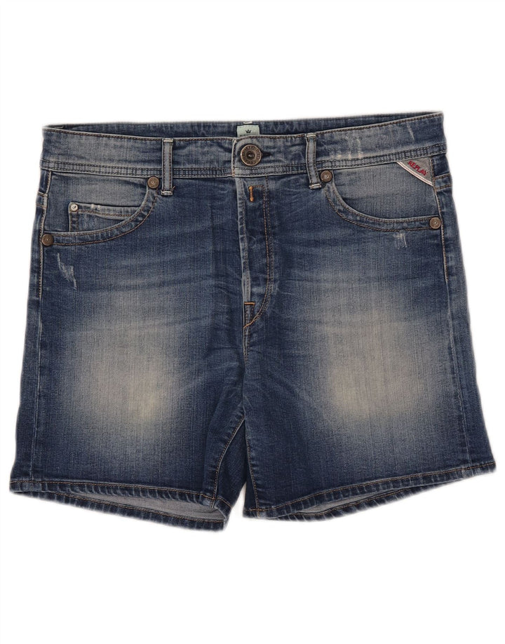 Replay Short En Jean Femme W28 Bleu Moyen Coton