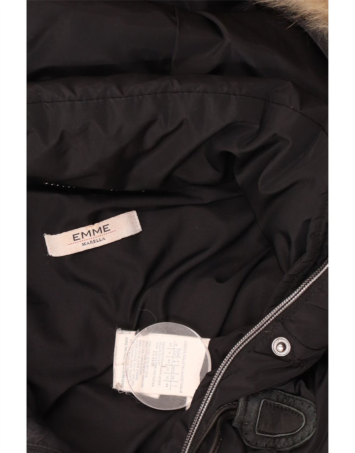Marella Manteau matelassé à capuche EMME pour femme UK 12 Noir moyen Polyester
