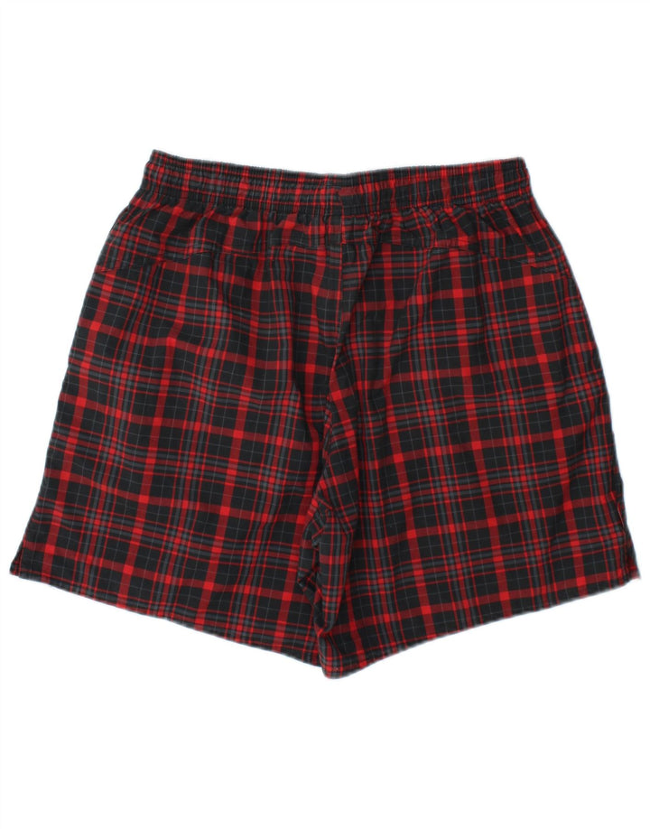Adidas Short de sport pour homme en polyester à carreaux rouge moyen