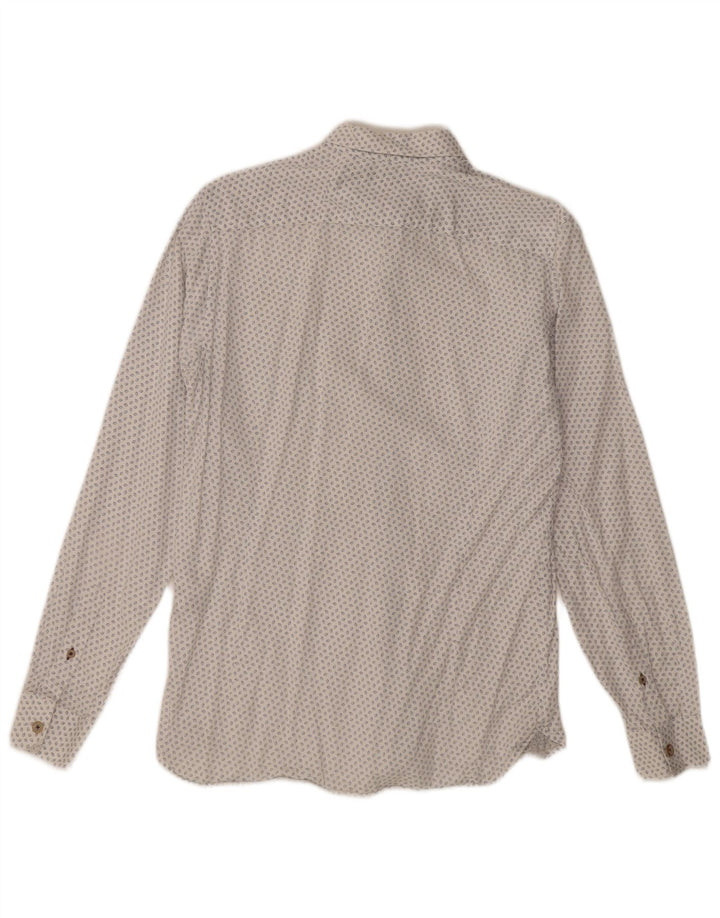 Ted Baker Chemise à motif abstrait pour homme Taille 3 Medium Off White Coton