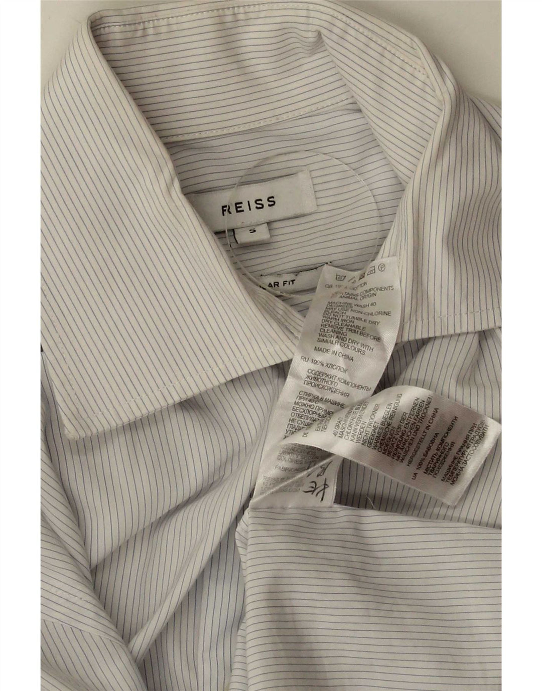 Reiss Chemise Regular Fit Petit Coton à Rayures Blanches Homme