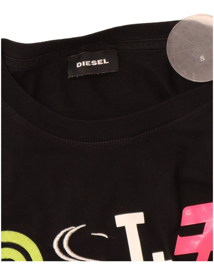 Diesel T-shirt graphique pour femme UK 10 Small Noir Coton