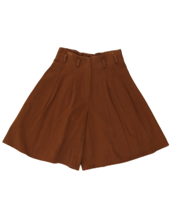 Short décontracté taille haute à jambes larges pour femmes vintage W27 petit marron