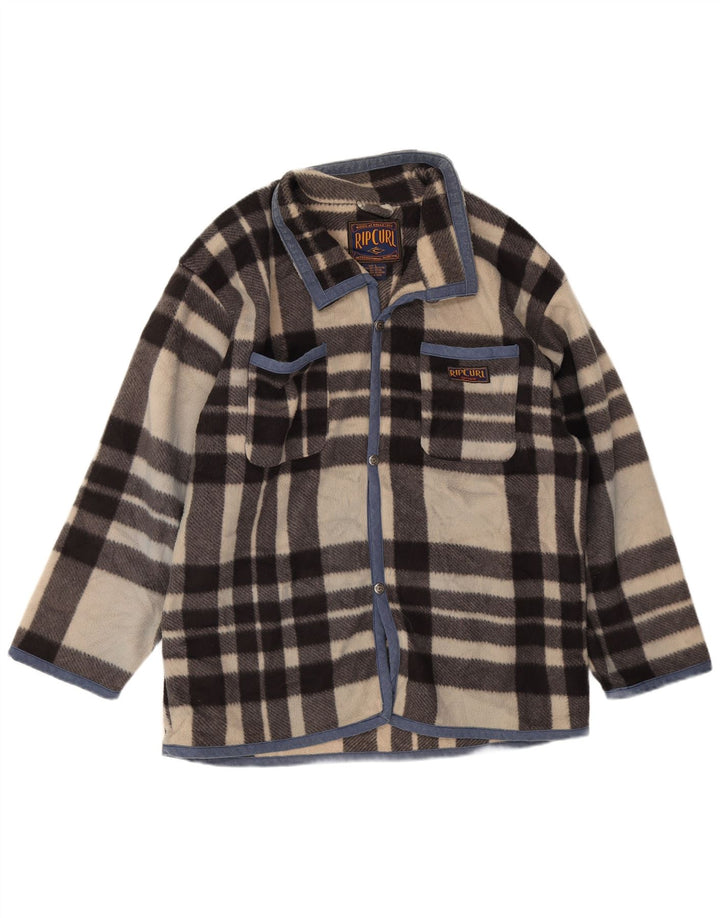 Rip Curl Veste polaire pour homme UK 40 Large Beige Check Polyester