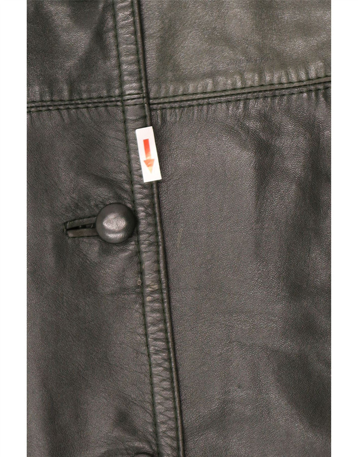 manteau en cuir femme vintage UK 14 Vert moyen