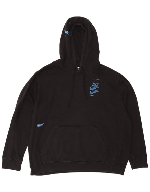 Nike Mens Graphic Hoodie Jumper 2XL Black Cotton