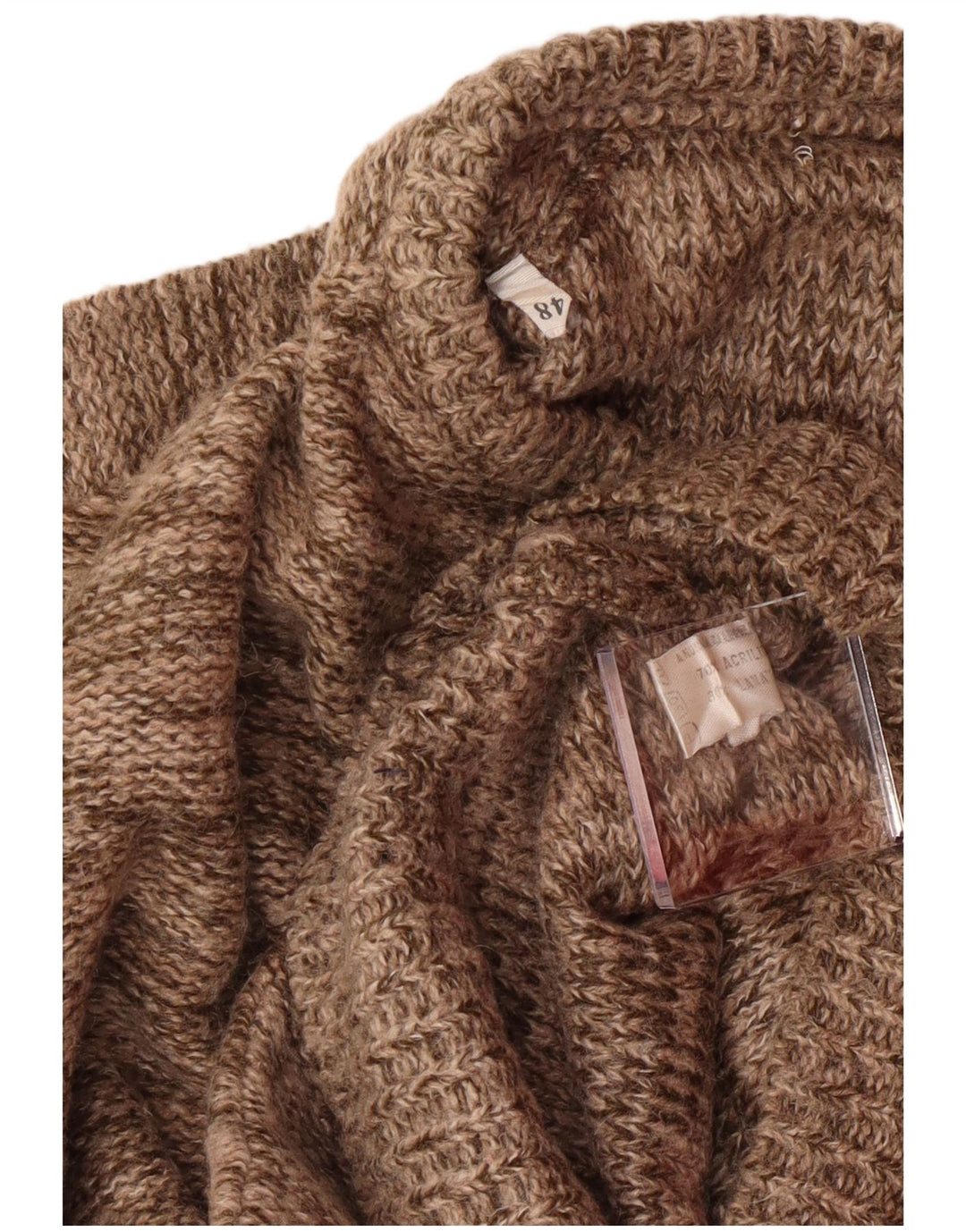 vintage Mens Crew Neck Jumper Sweater IT 48 Acrylique moucheté brun moyen