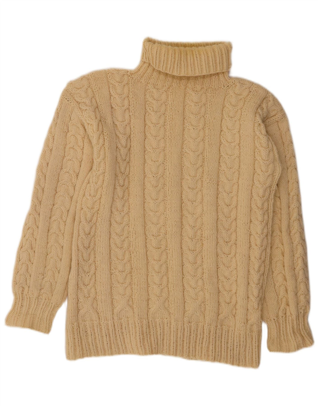 VINTAGE Pull col roulé femme UK 14 Large Off White