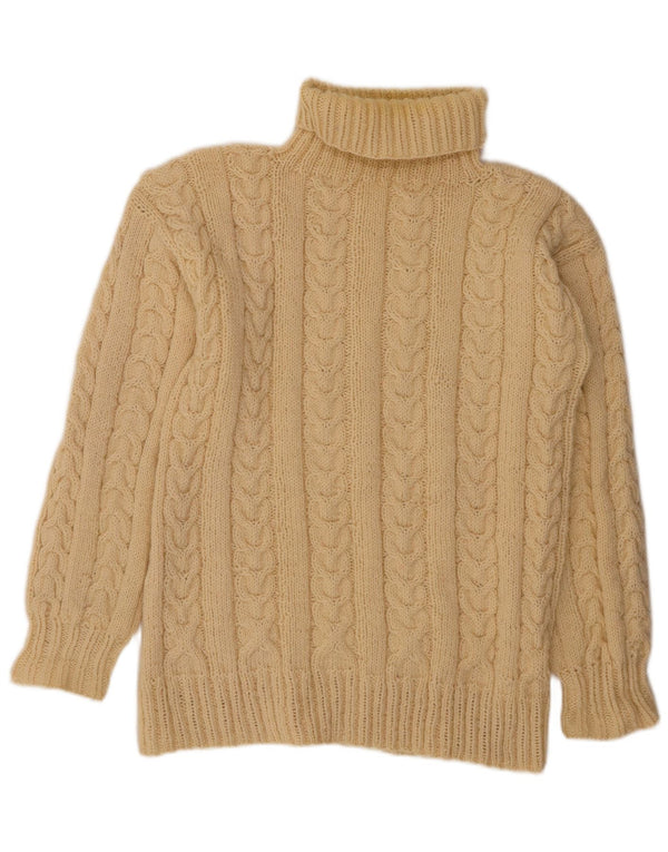 VINTAGE Pull col roulé femme UK 14 Large Off White