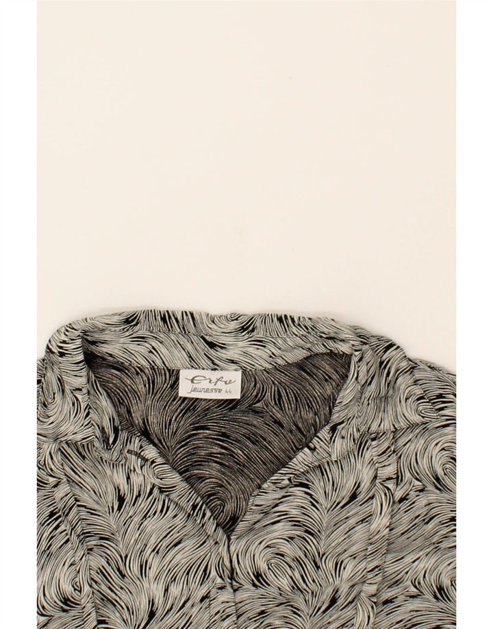 ERTO Womens Abstract Pattern Shirt Blouse IT 44 Medium Grey Vintage Erto and Second-Hand Erto from Messina Hembry 