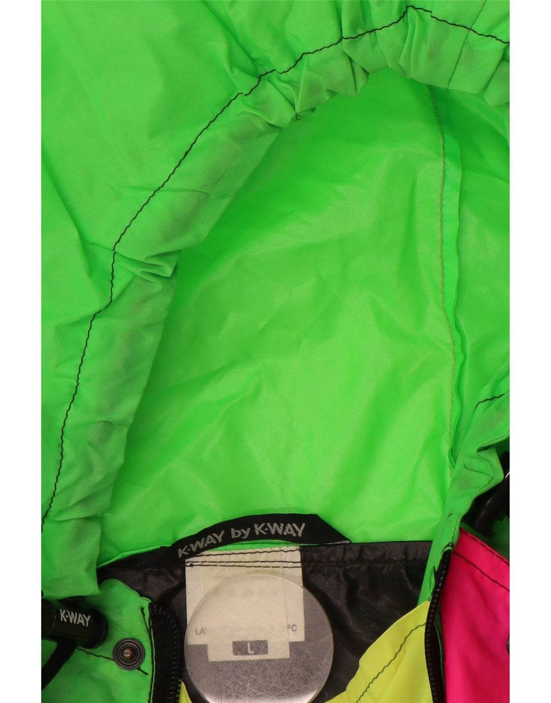 K-WAY Veste Anorak à capuche pour homme UK 40 Large Noir Colorblock Polyamide