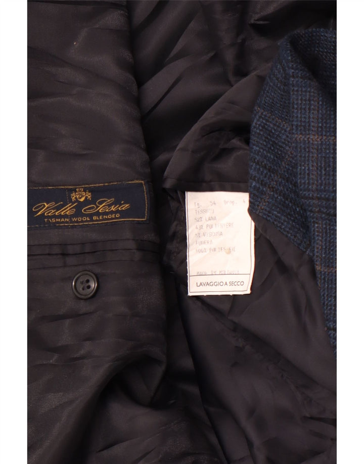 VALLE LESIA Veste Blazer 3 Boutons Homme IT 54 2XL Bleu Marine Pied-de-Poule