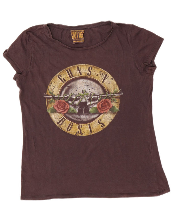 Guns N' Roses T-shirt graphique pour femme UK 14 Grand coton marron