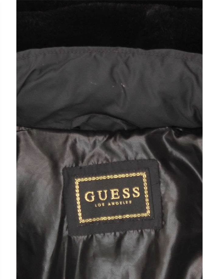Guess Veste matelassée à capuche pour femme UK 10 Small Noir