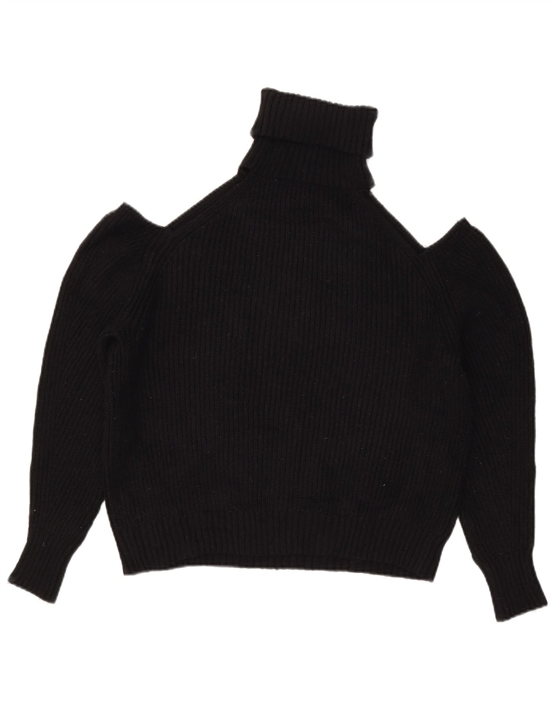 Zara Pull à col roulé et épaules dénudées pour femme UK 14 Noir moyen