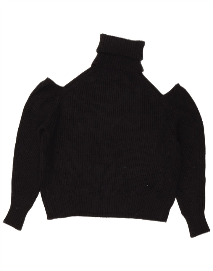 Zara Pull à col roulé et épaules dénudées pour femme UK 14 Noir moyen