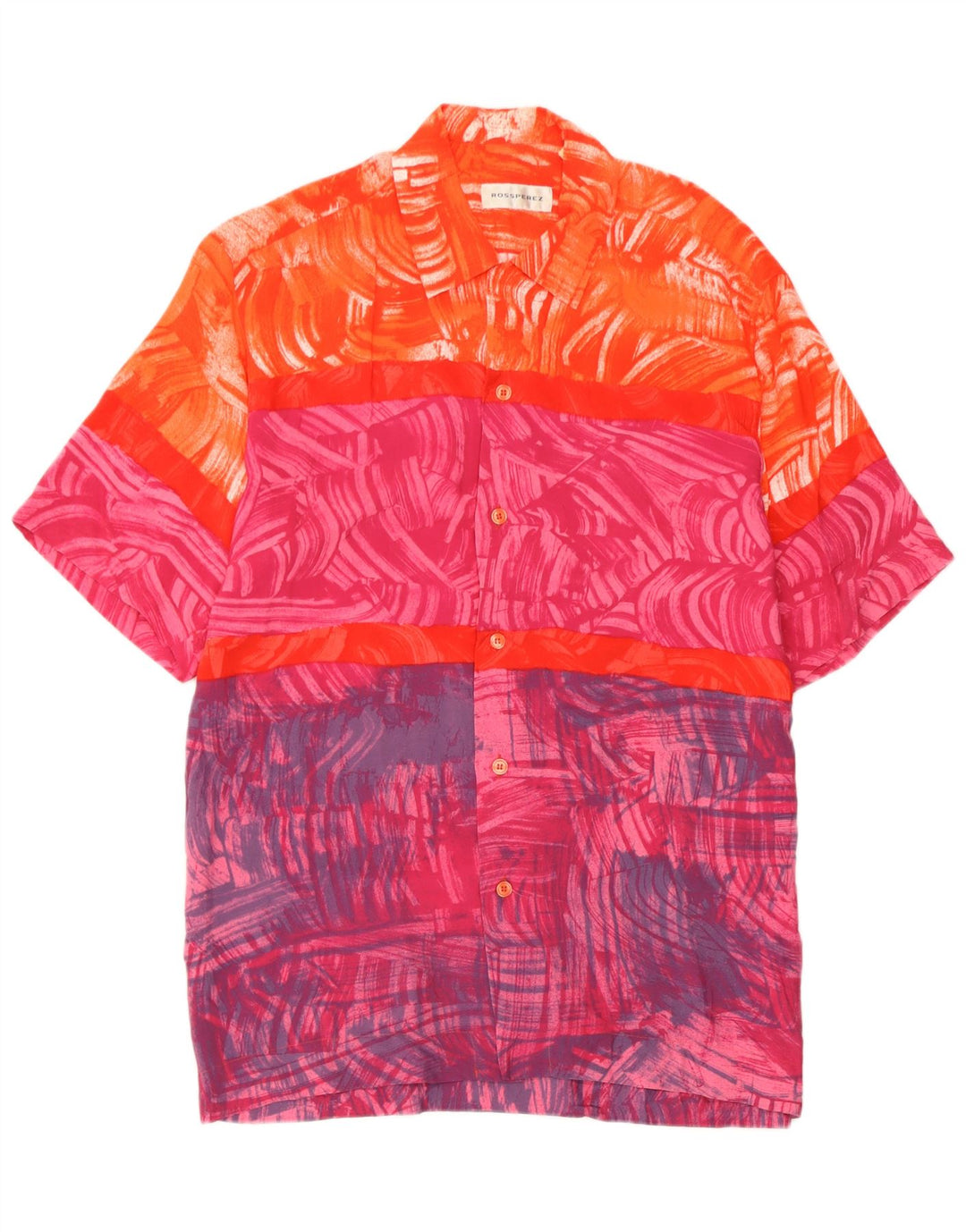 Chemise à manches courtes homme vintage Viscose multicolore moyenne