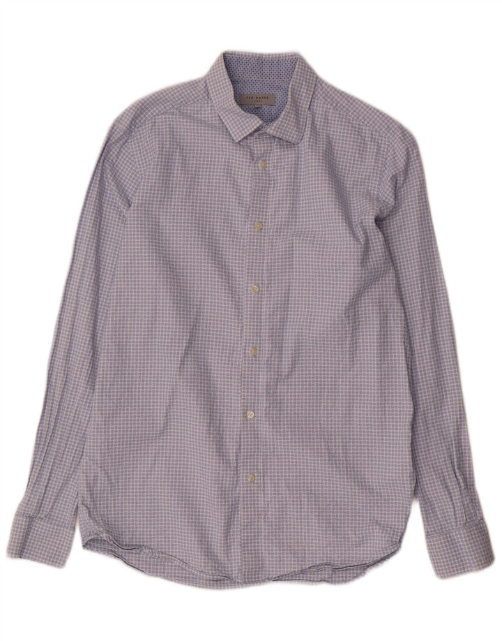 Ted Baker Chemise Homme Taille 3 Bleu Moyen Vichy Coton