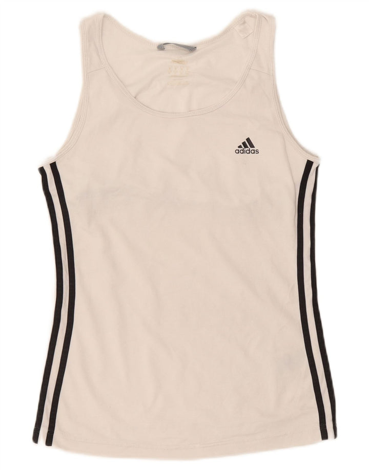 Adidas Débardeur Femme UK 10 Petit Blanc Polyester