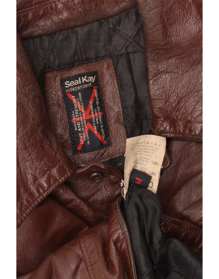 Seal Kay Veste en cuir pour homme UK 38 Cuir marron moyen