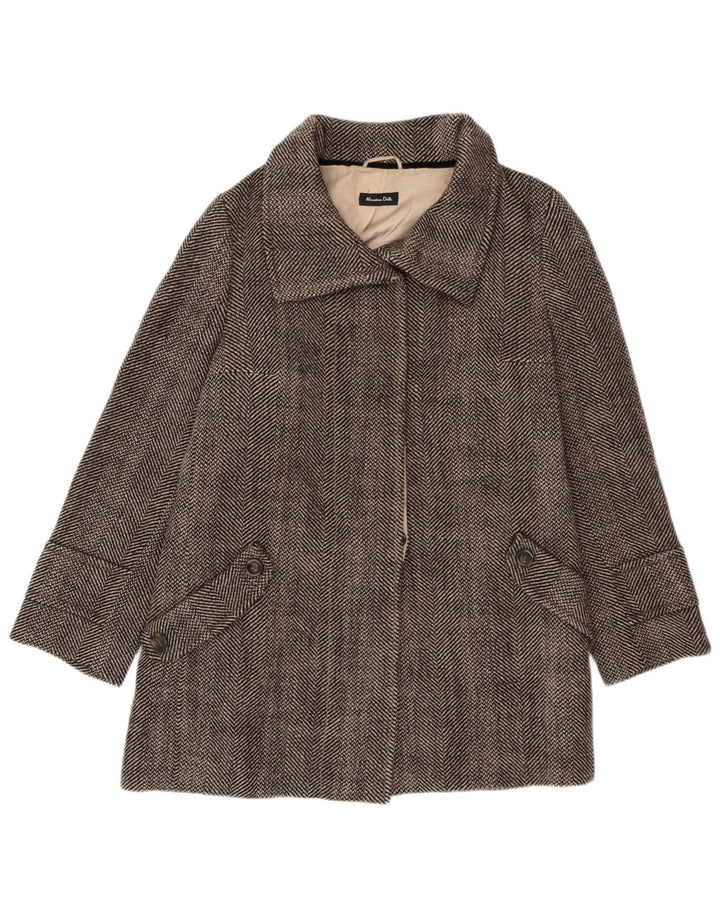 Massimo Dutti Manteau Femme EU 42 Large Laine à Chevrons Gris