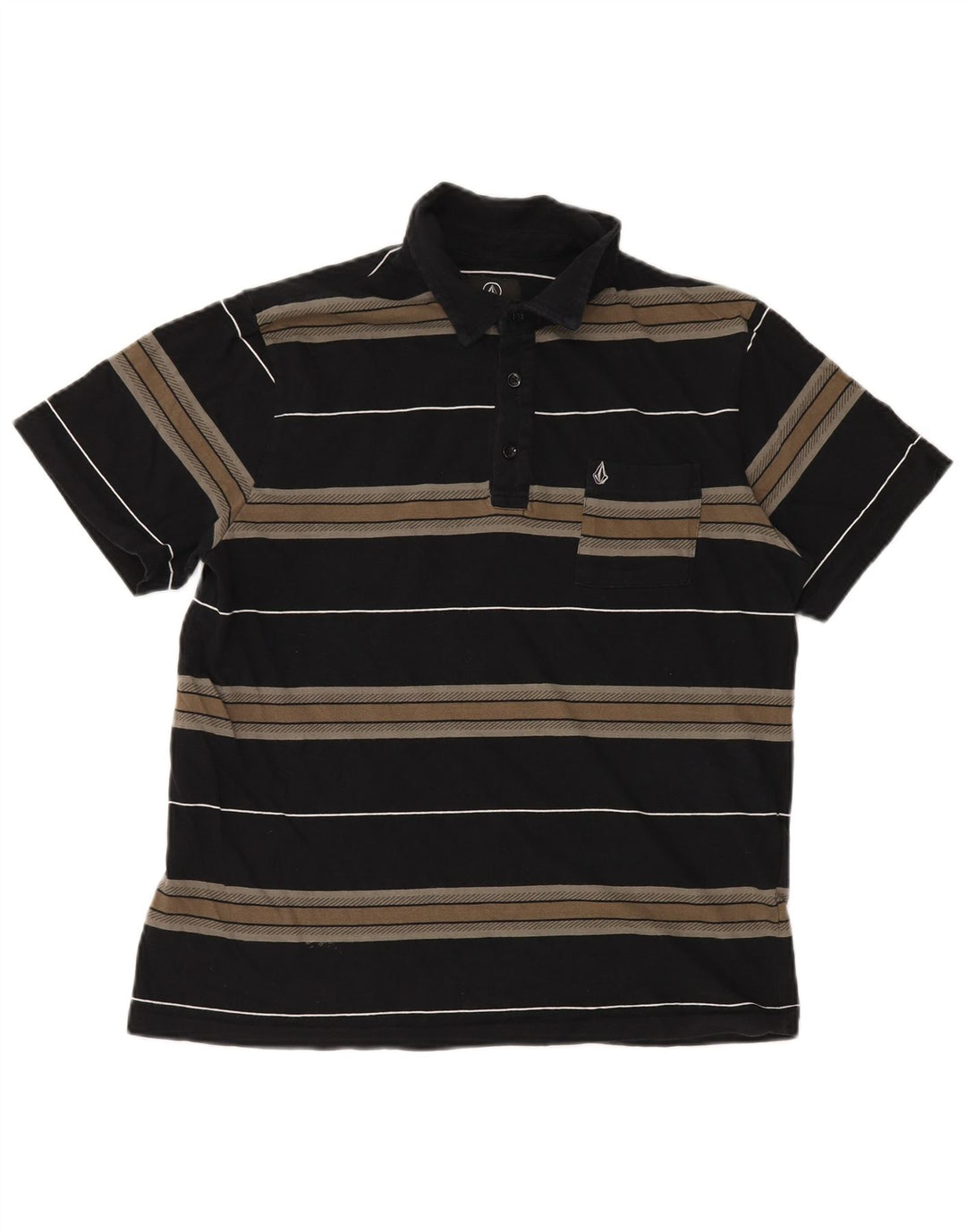 VOLCOM Polo Homme Coton Rayé Noir Moyen